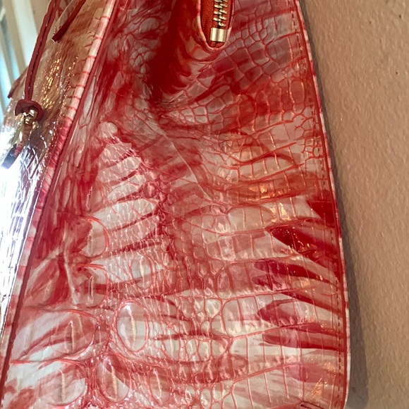 Brahmin Melbourne Small Pink Flamingo Caroline Crocodile-Embossed Satchel Bag - Picture 6 of 15